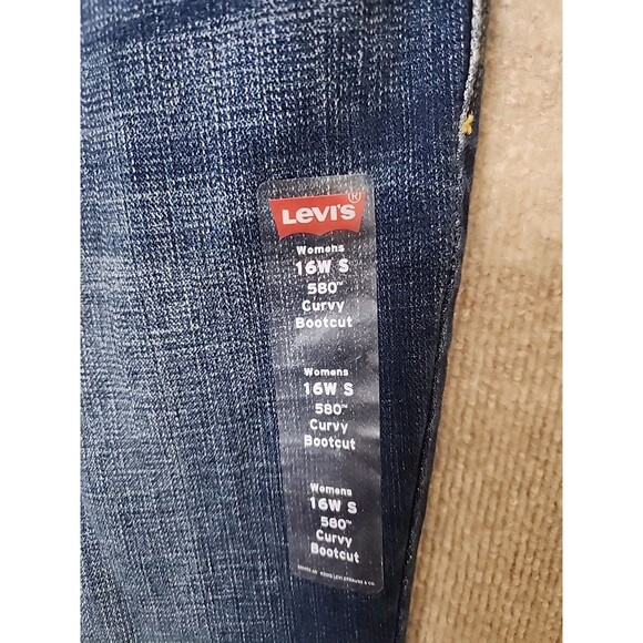Levis 580 Curvy Bootcut Jeans Womens 16W Short Blue Medium Wash Stretch NEW - Picture 5 of 12